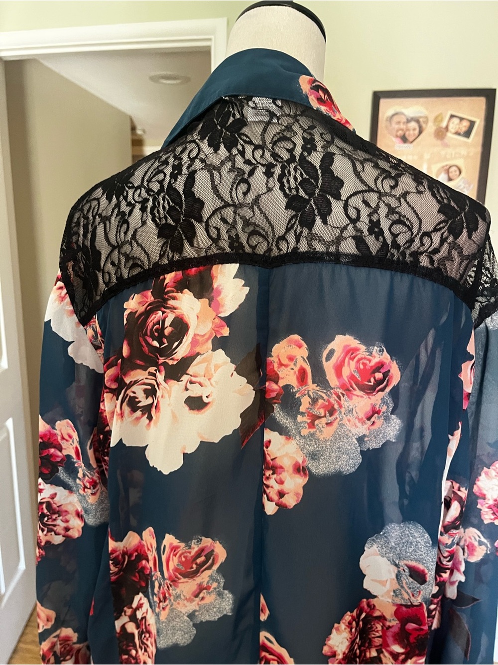 Band of Gypsies Teal Open Front Kimono - Picture 3 of 7